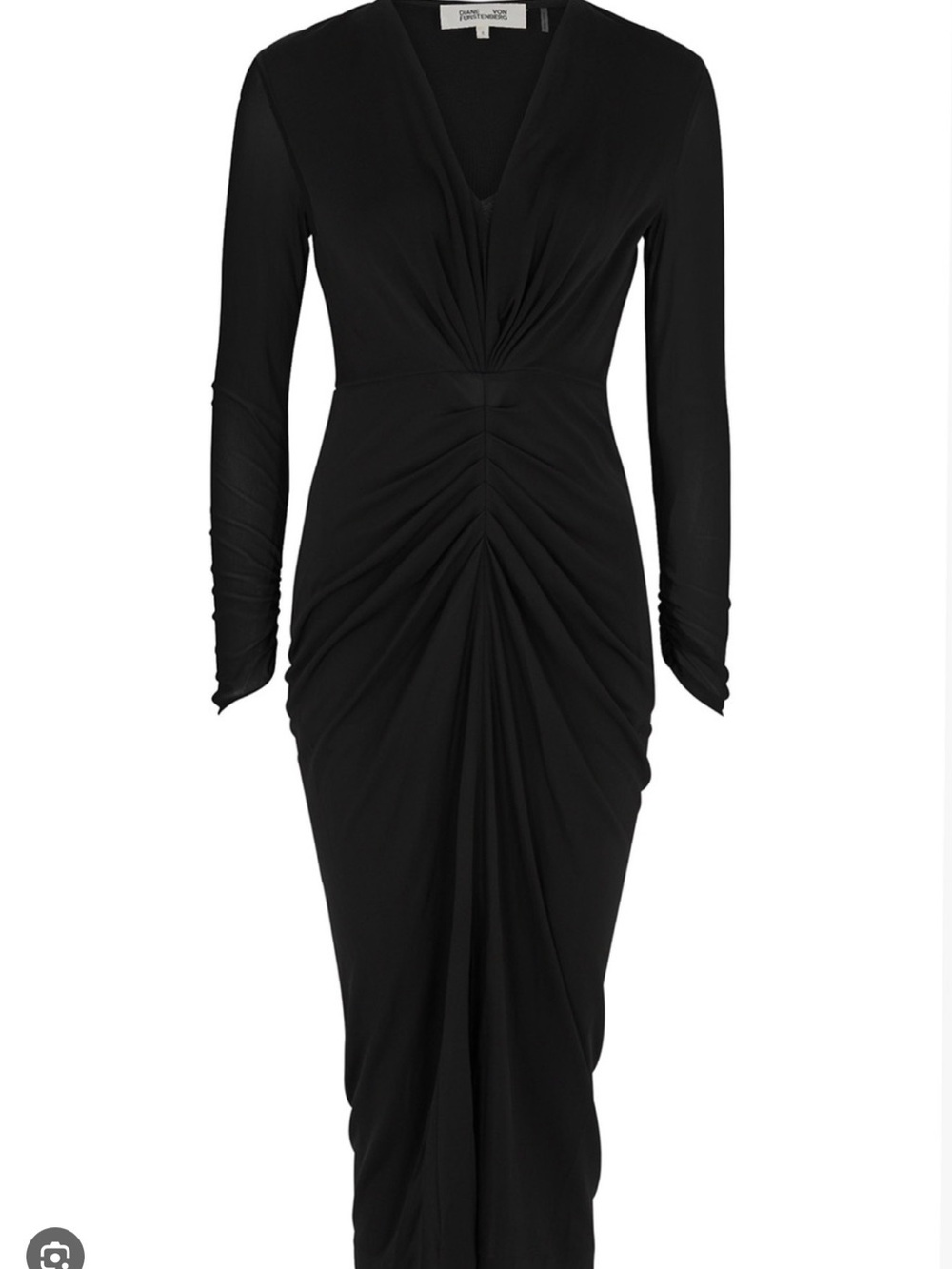 Diane Von Furstenberg Black Mesh Stretch Midi Dress